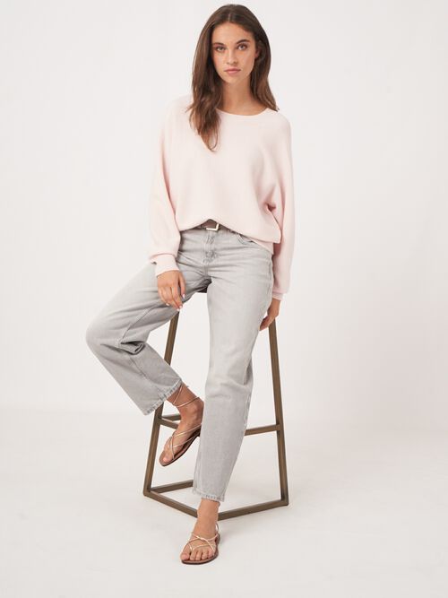 Naadloos gebreide ronde hals cashmere trui