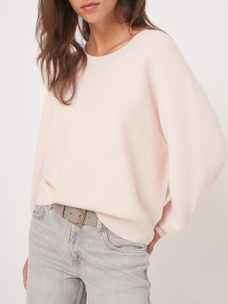 Naadloos gebreide ronde hals cashmere trui image number 2