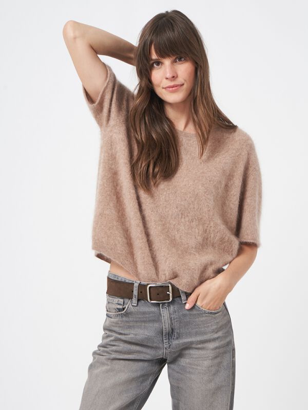 Kurzarm Strickpullover aus geb&uuml;rstetem Kaschmir image number 2