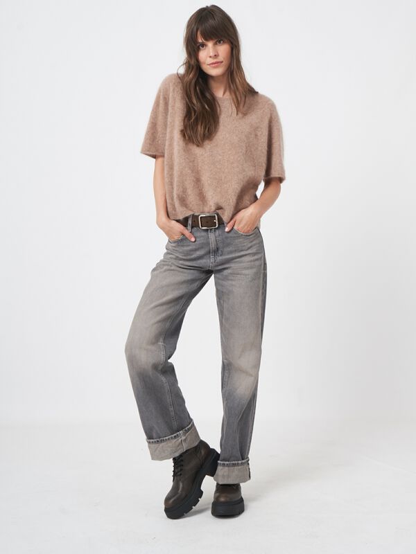 Kurzarm Strickpullover aus geb&uuml;rstetem Kaschmir image number 4