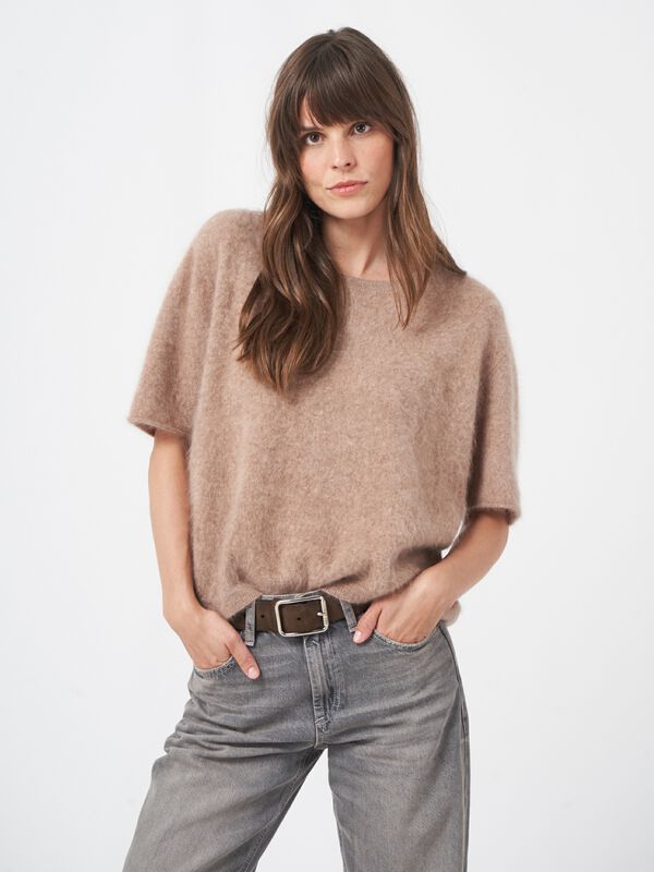 Kurzarm Strickpullover aus geb&uuml;rstetem Kaschmir image number 6