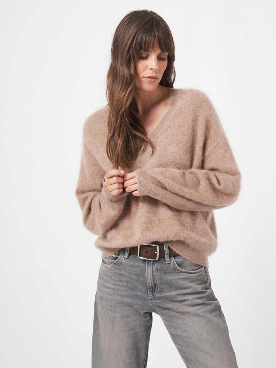 Pullover aus gebürstetem Kaschmir mit langen Puffärmeln image number 4