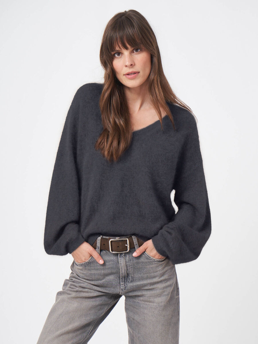 Pullover aus gebürstetem Kaschmir mit langen Puffärmeln image number 0