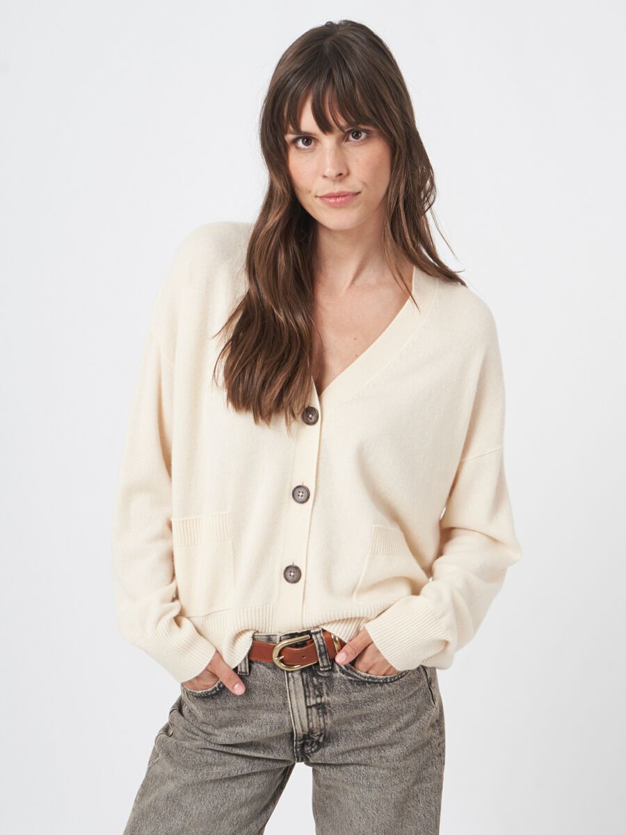 Wijd cashmere vest met V-hals en zakken image number 1