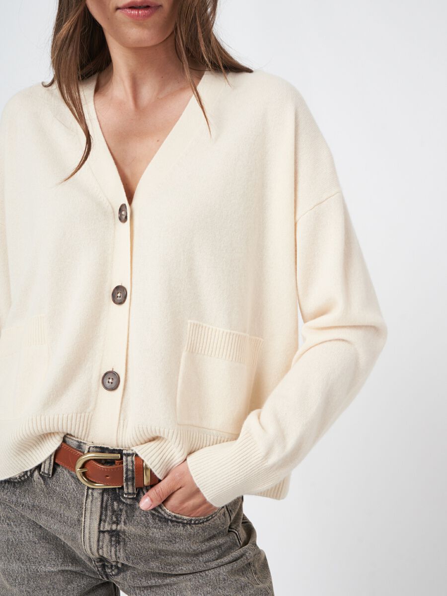 Wijd cashmere vest met V-hals en zakken image number 2