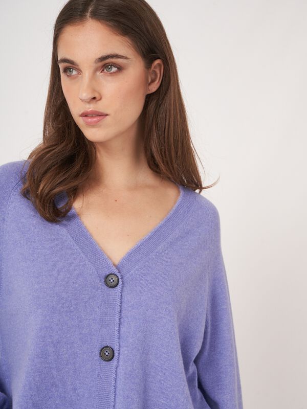 V-neck cashmere cardigan with balloon sleeves image number 2