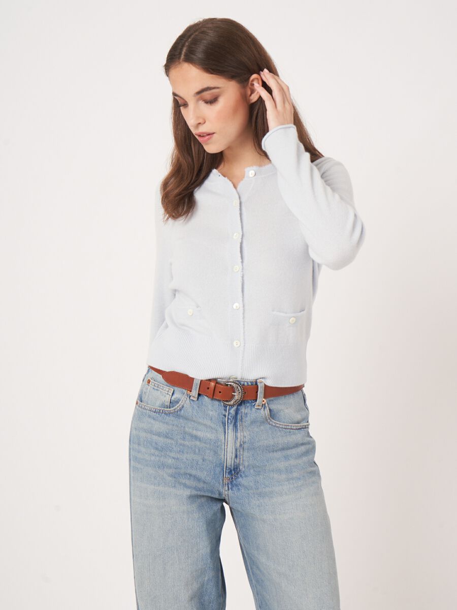 Round neck buttoned cashmere cardigan  image number 0