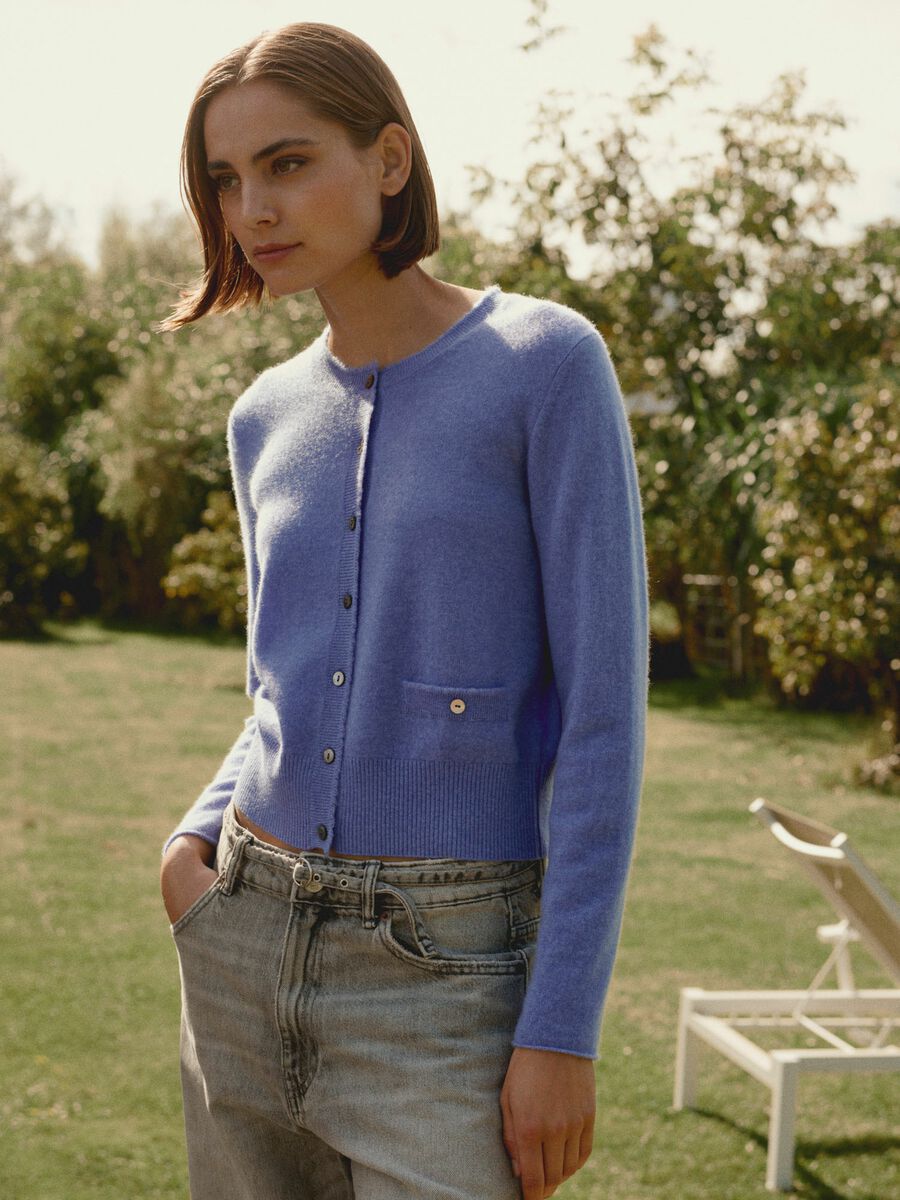 Cardigan court en cachemire &agrave; franges image number 2