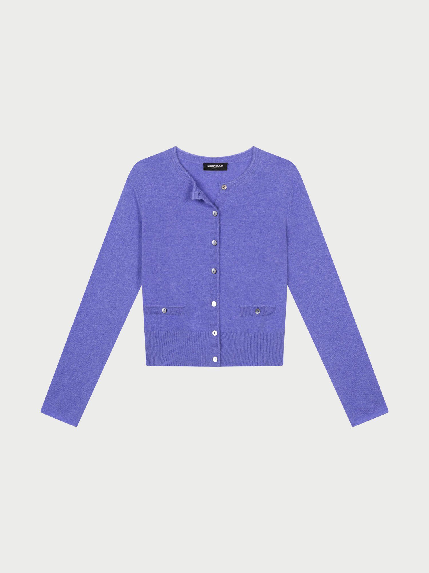 Rundhals-Kaschmir-Strickjacke mit Knöpfen