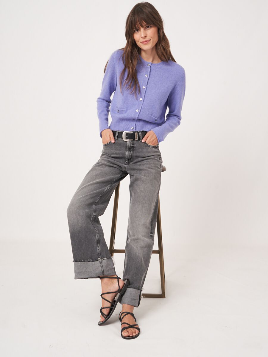 Cardigan court en cachemire &agrave; franges image number 5