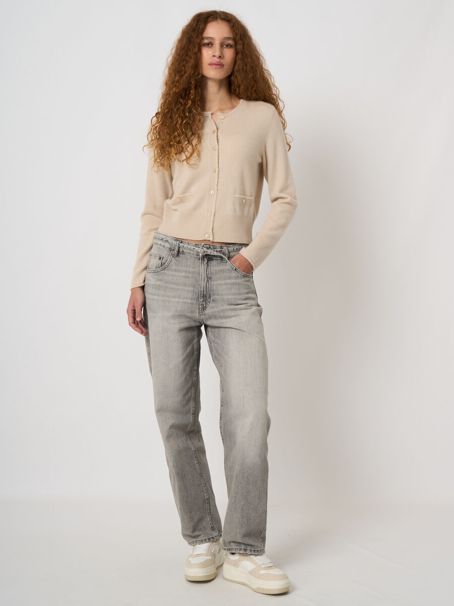 Cropped cashmere cardigan with fringes image number 4