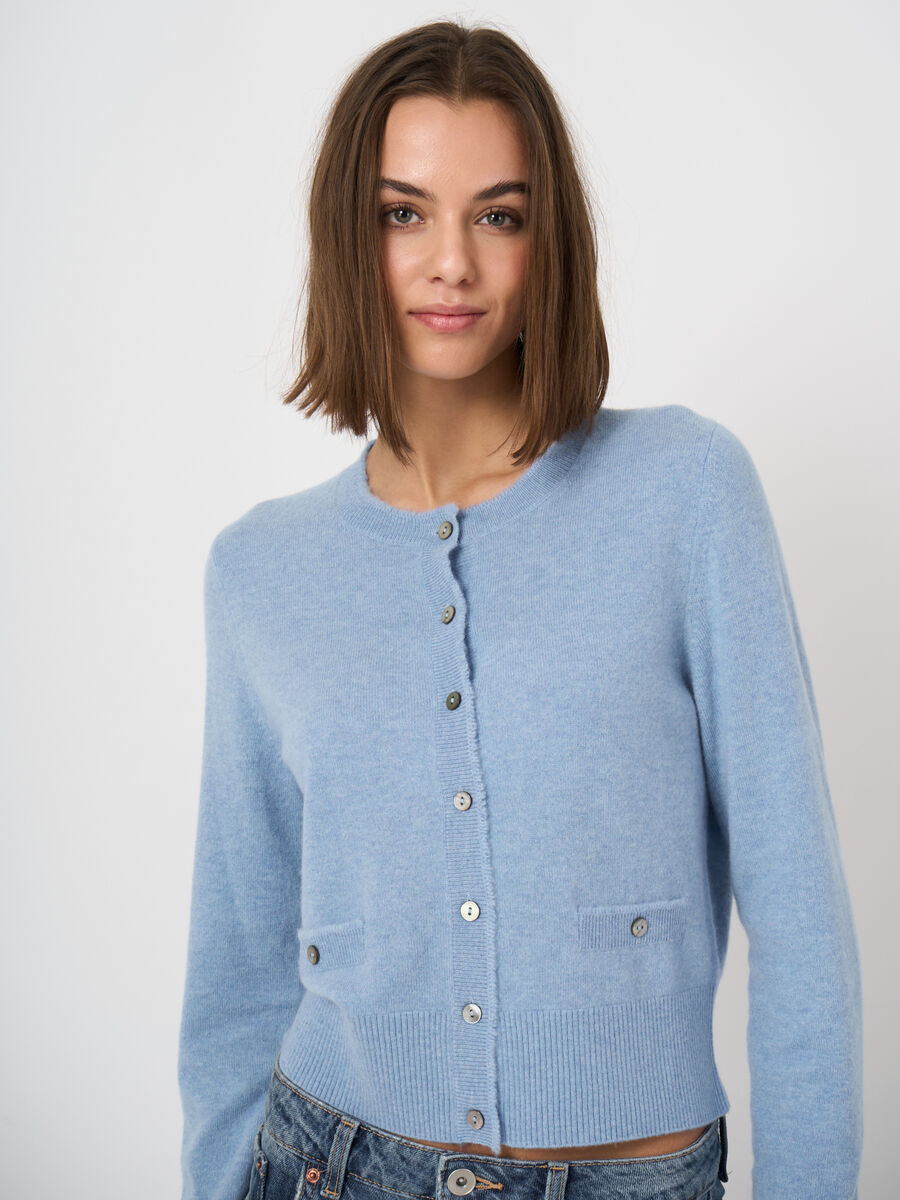 Cropped cashmere cardigan with fringes image number 0
