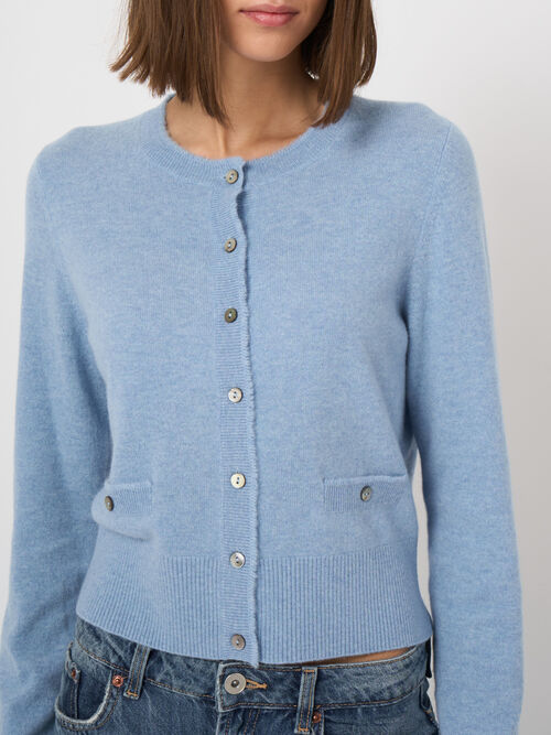 Cropped cashmere cardigan with fringes