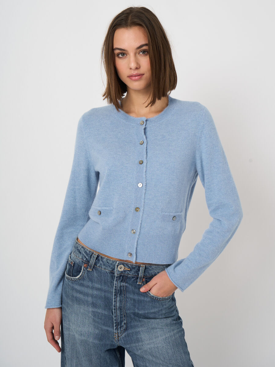 Cropped cashmere cardigan with fringes image number 2