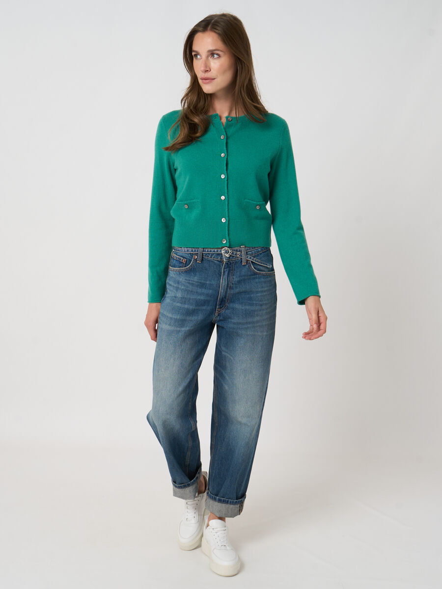 Cropped cashmere cardigan with fringes image number 4