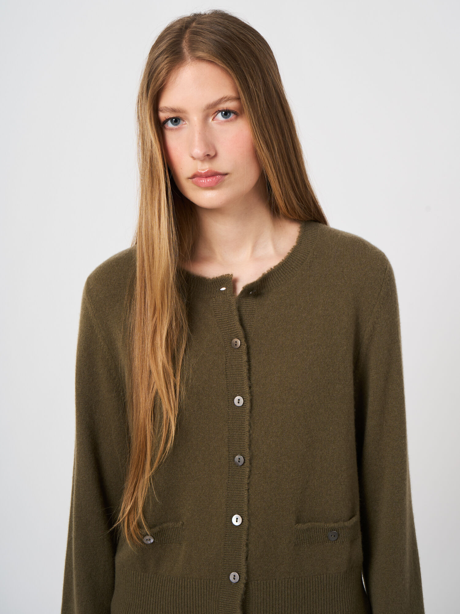Kort kasjmier vest met franjes
