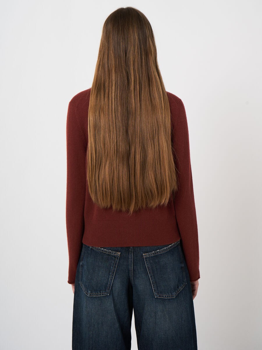 Cropped Organic Cashmere Cardigan with Fringe Details image number 4