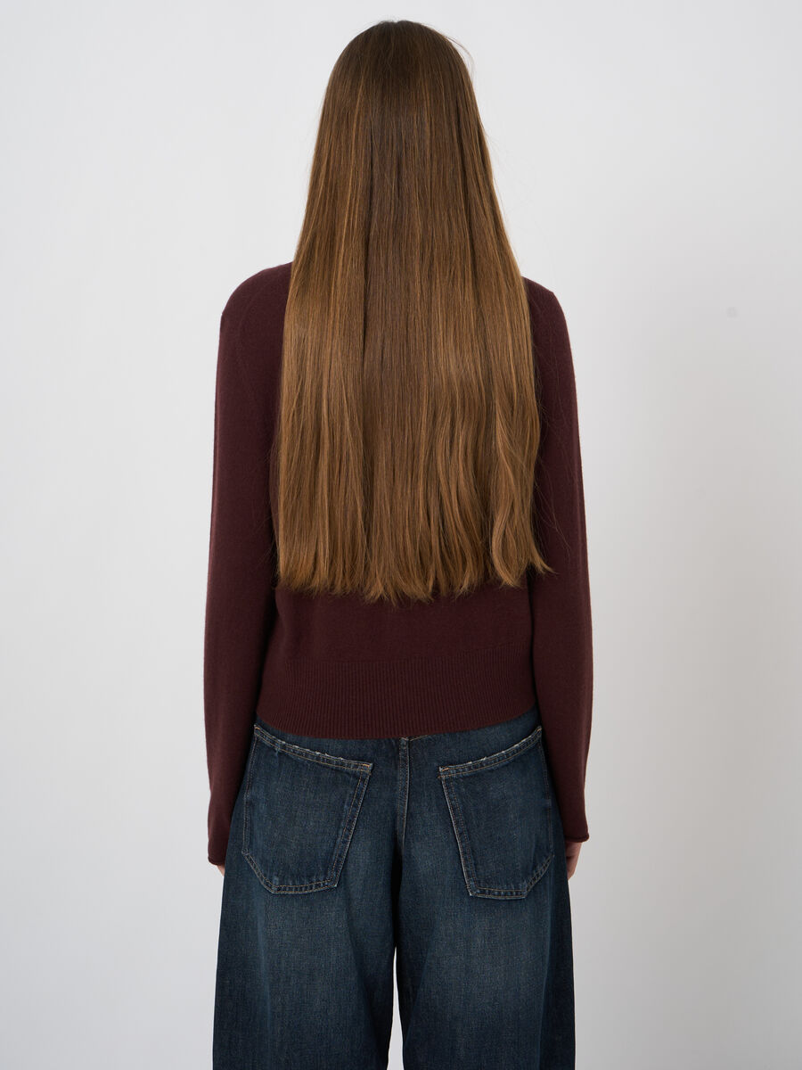 Cropped Organic Cashmere Cardigan with Fringe Details image number 4