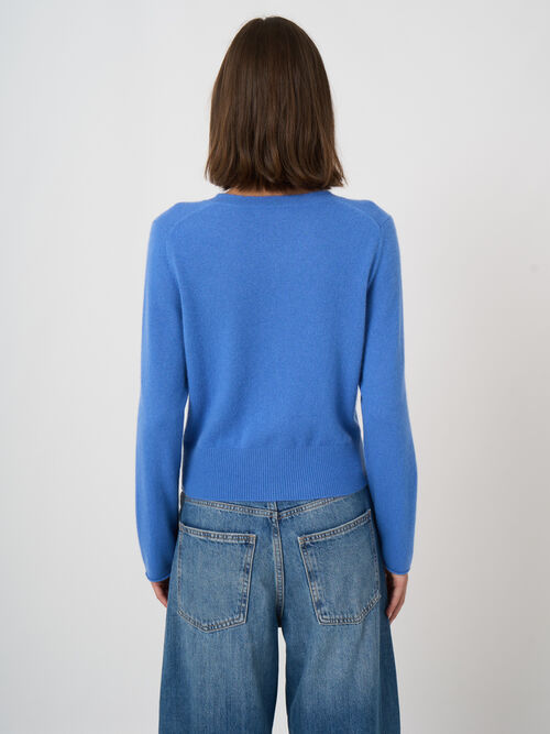 Cropped Organic Cashmere Cardigan with Fringe Details