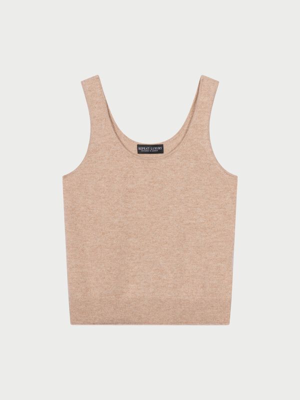 Cashmere knit tank top image number 0