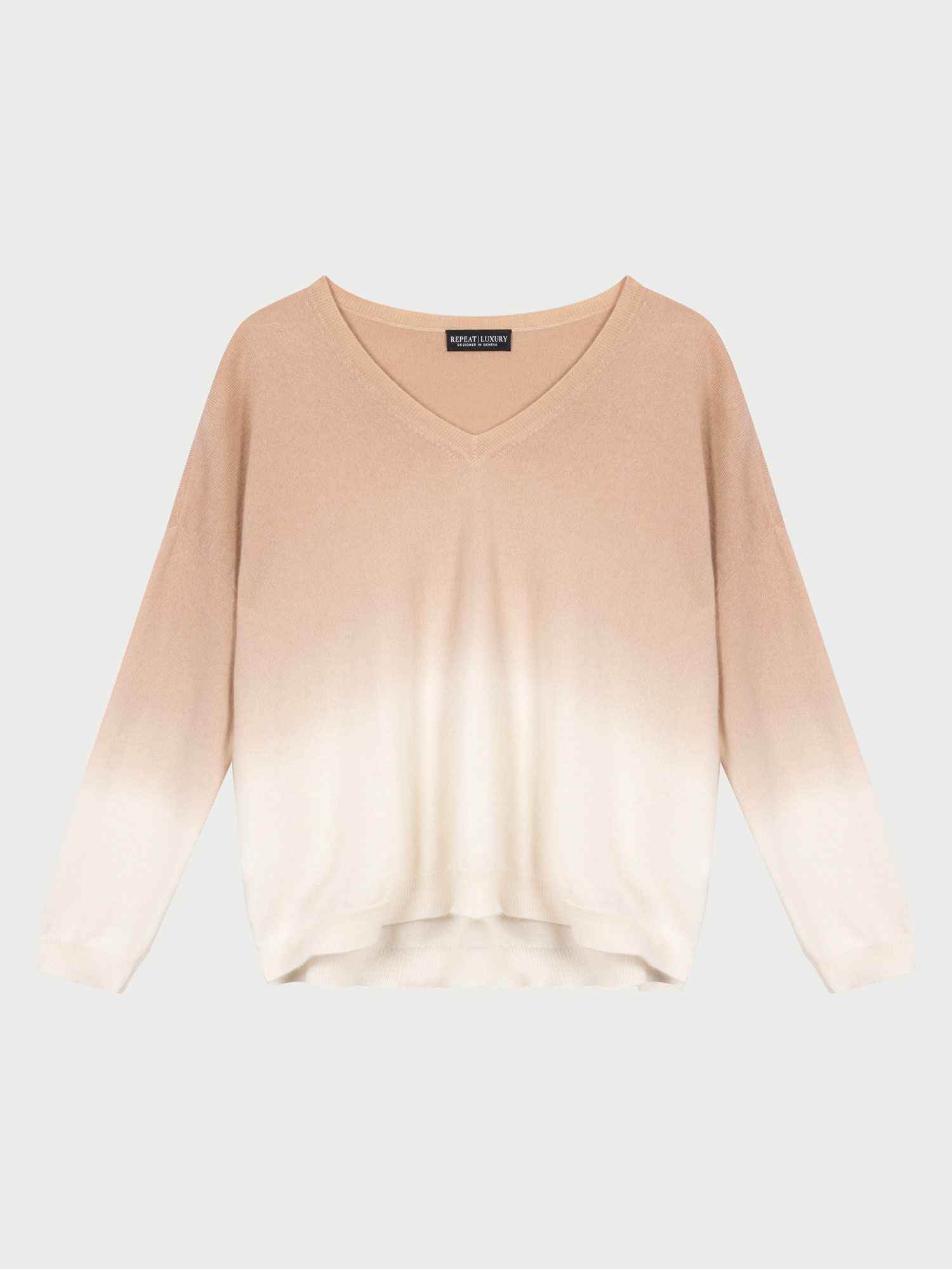 Dip-dye cashmere trui met V-hals