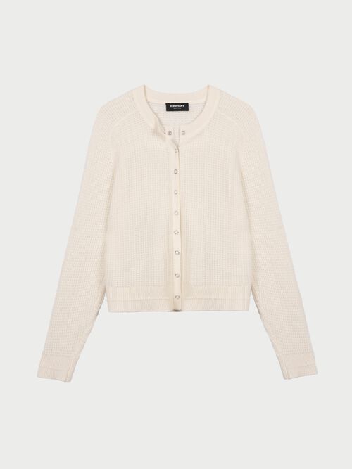 Textured cashmere cardigan with snap buttons
