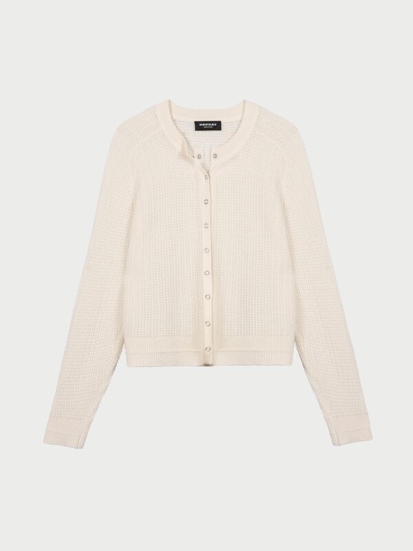 Cardigan texturé en cachemire avec boutons-pression image number 1