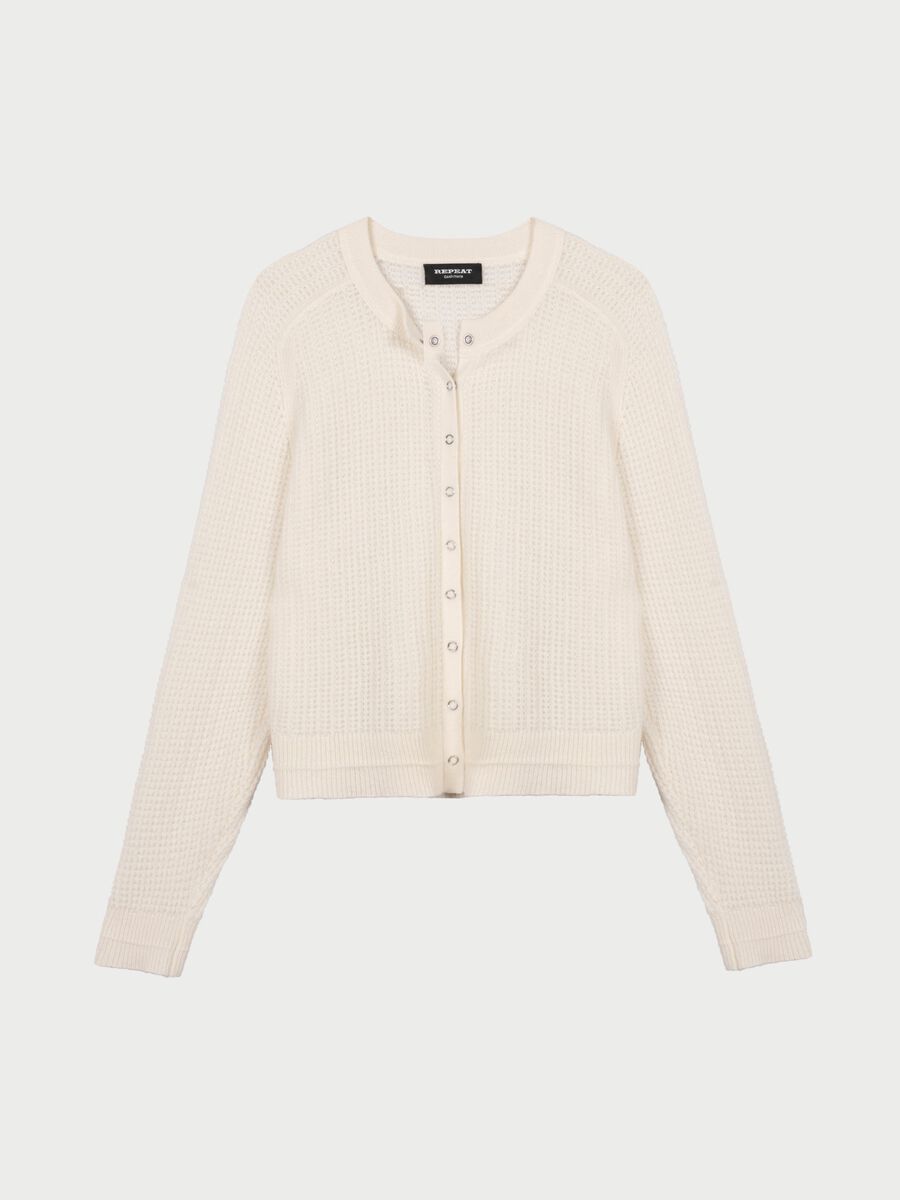 Cashmere vest met textuur en drukknopen image number 1