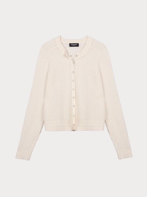 Textured cashmere cardigan with snap buttons