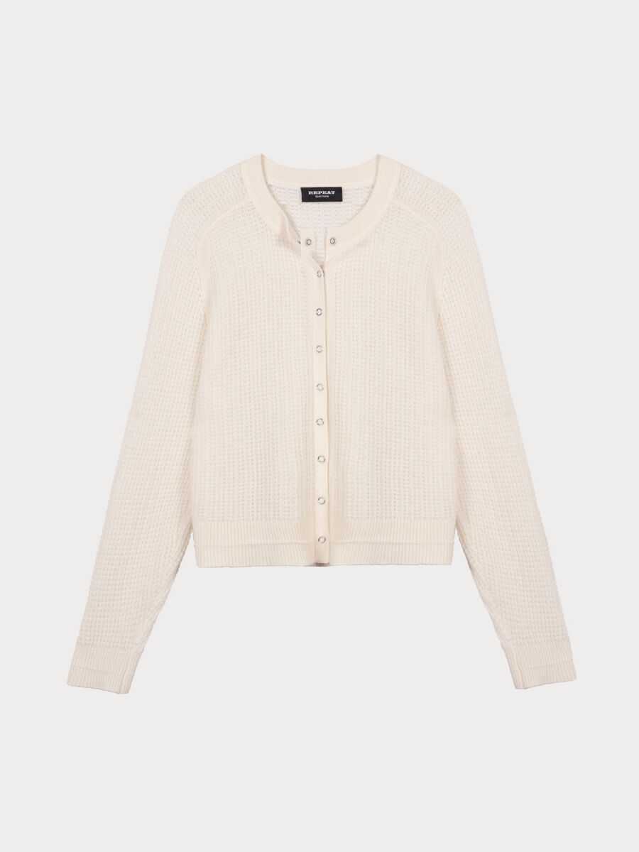 Textured cashmere cardigan with snap buttons image number 1