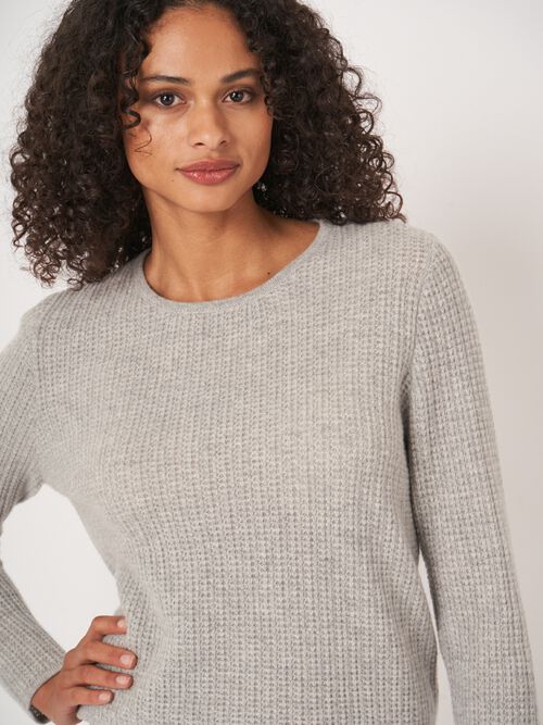 Textured round cashmere sweater