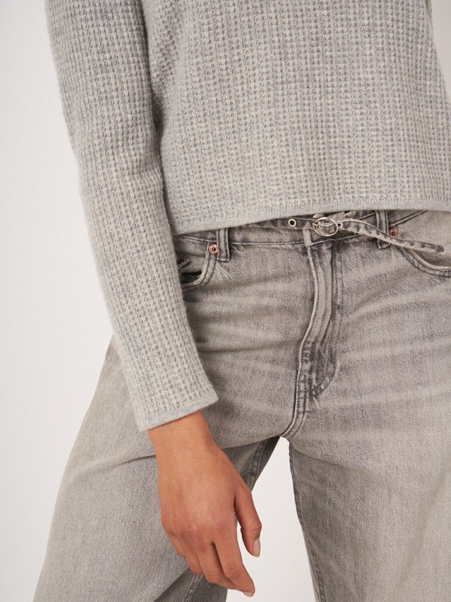 Pull texturé à col rond en cachemire  image number 3