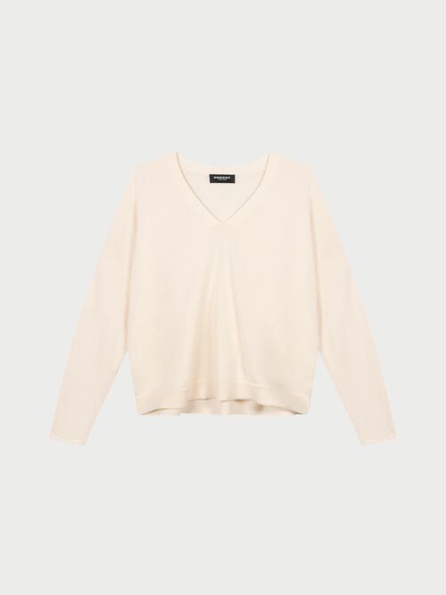 Losvallende cashmere V-hals trui
