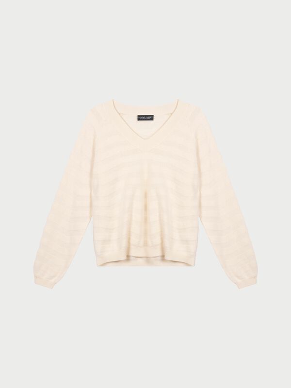 Kaschmirpullover mit texturierten Wellenstreifen image number 2