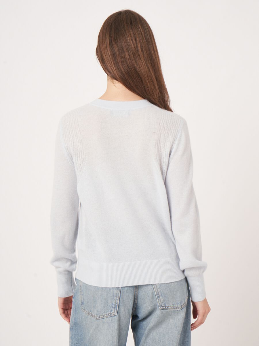 Round neck cashmere sweater with shoulder detail with texture image number 4