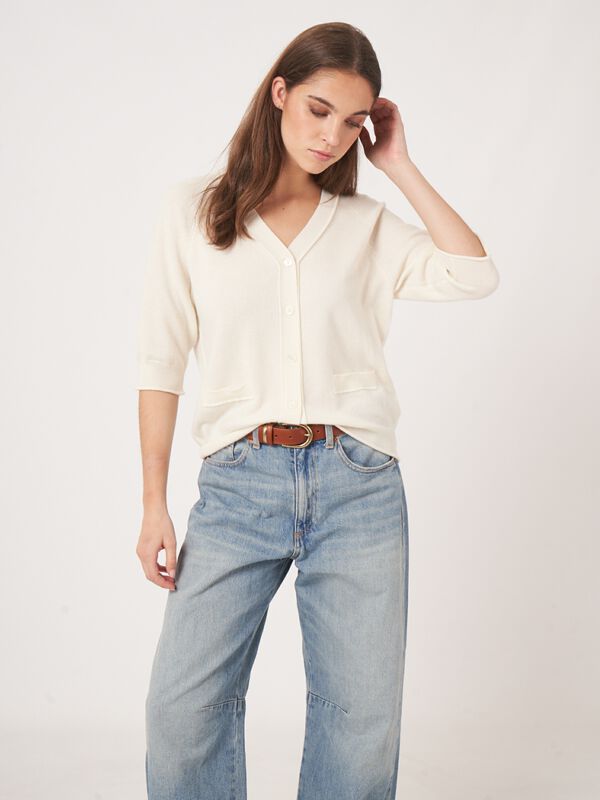 Cashmere cardigan with raglan sleeves image number 0