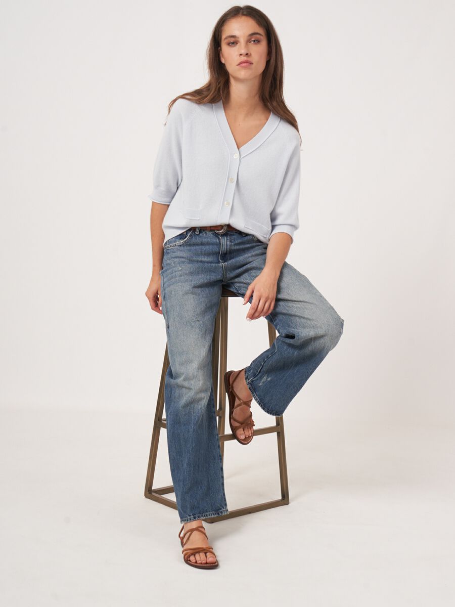 Kaschmir-Strickjacke mit Raglanärmeln image number 5