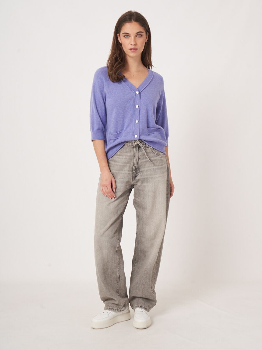 Kaschmir-Strickjacke mit Raglanärmeln image number 6