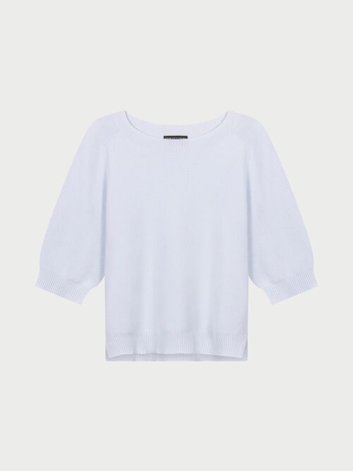 Cashmere fine rib knit sweater with slits