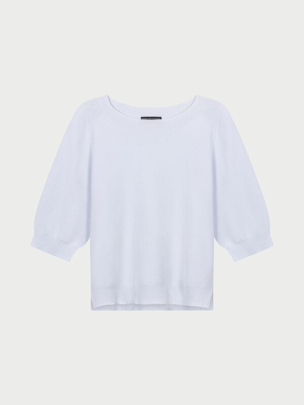 Pull cachemire en maille fine côtelée avec fentes image number 3