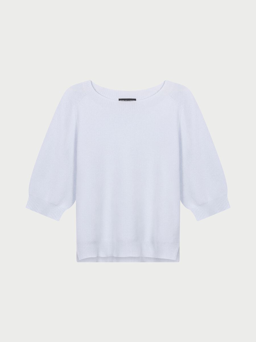 Cashmere fijngebreide trui met wijde mouw en split opzij image number 3