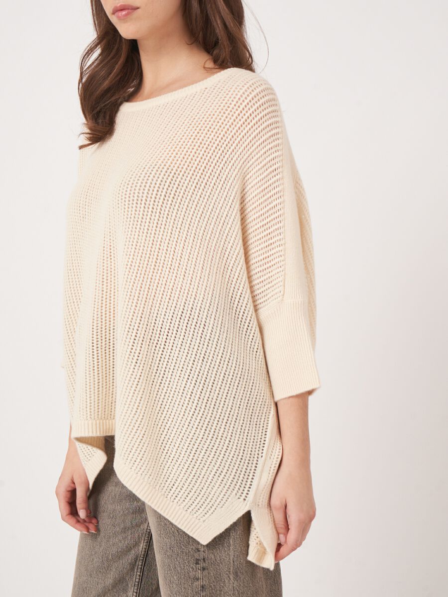 Textured cashmere poncho sweater image number 2