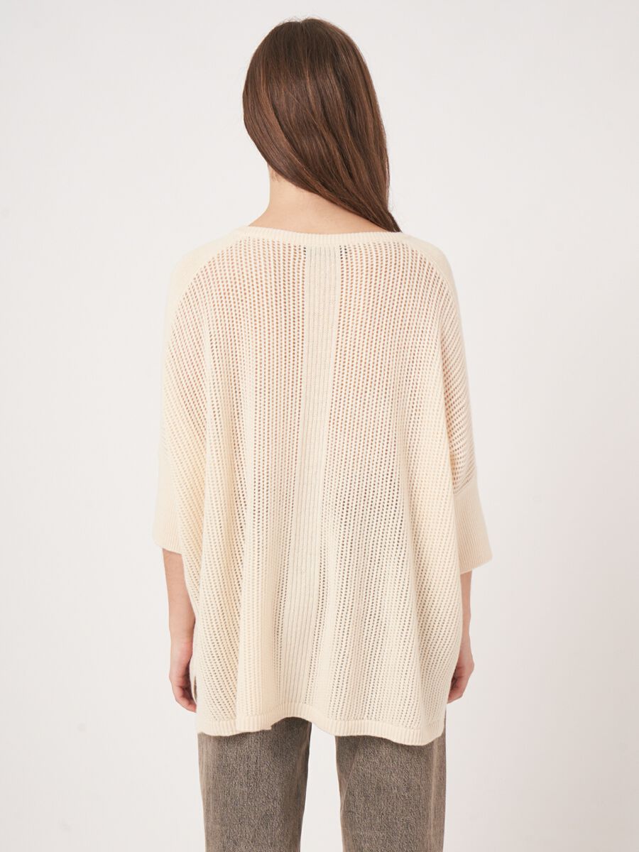 Textured cashmere poncho sweater image number 4