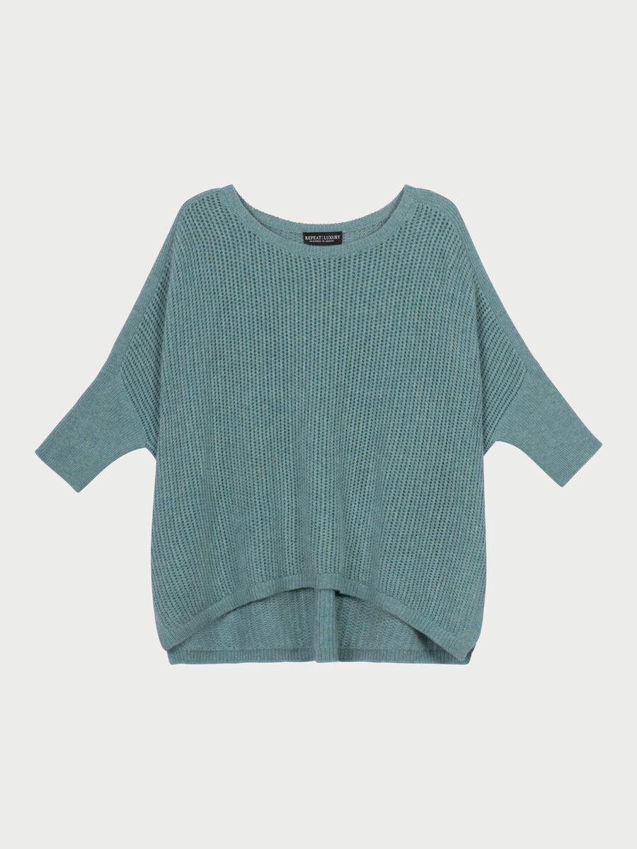 Textured cashmere poncho sweater image number 2