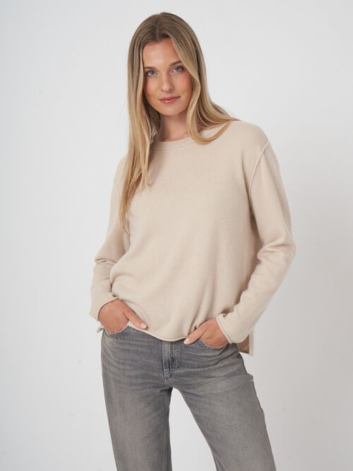 Kasjmier damestrui met ronde hals