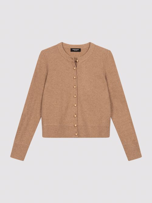 Cropped kasjmier vest met parelknopen | duurzaam & elegant