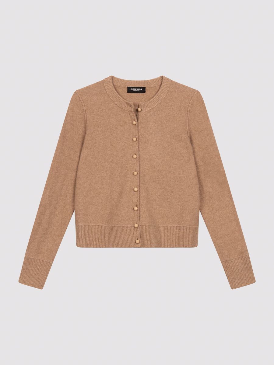 Cropped kasjmier vest met parelknopen | duurzaam & elegant image number 1