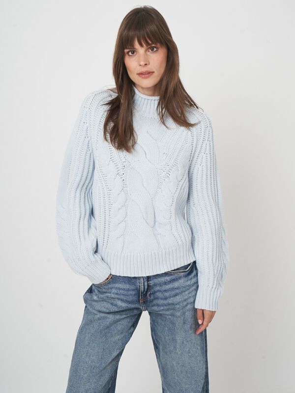 Kaschmirpullover mit Zopfmuster und Stehkragen image number 5