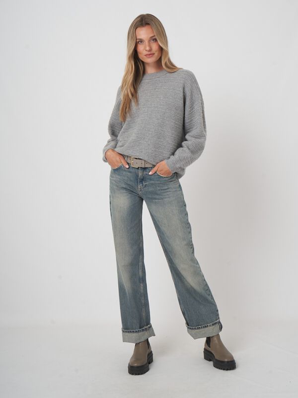 Boxy kasjmier trui met geribbelde textuur image number 4