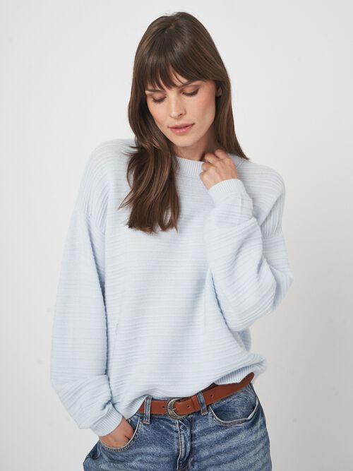 Boxy kasjmier trui met geribbelde textuur